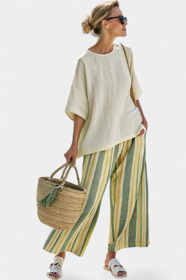 Olívia - Ensemble en lin et bambou couleur olive