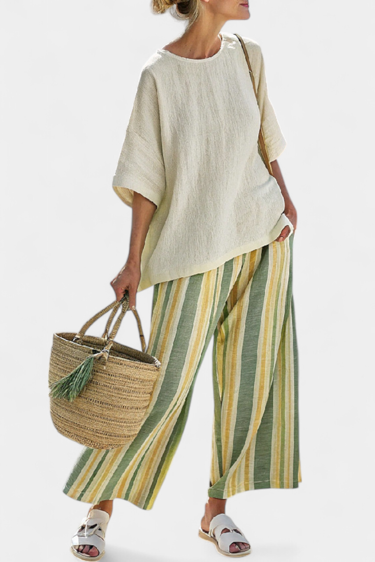 Olívia - Ensemble en lin et bambou couleur olive