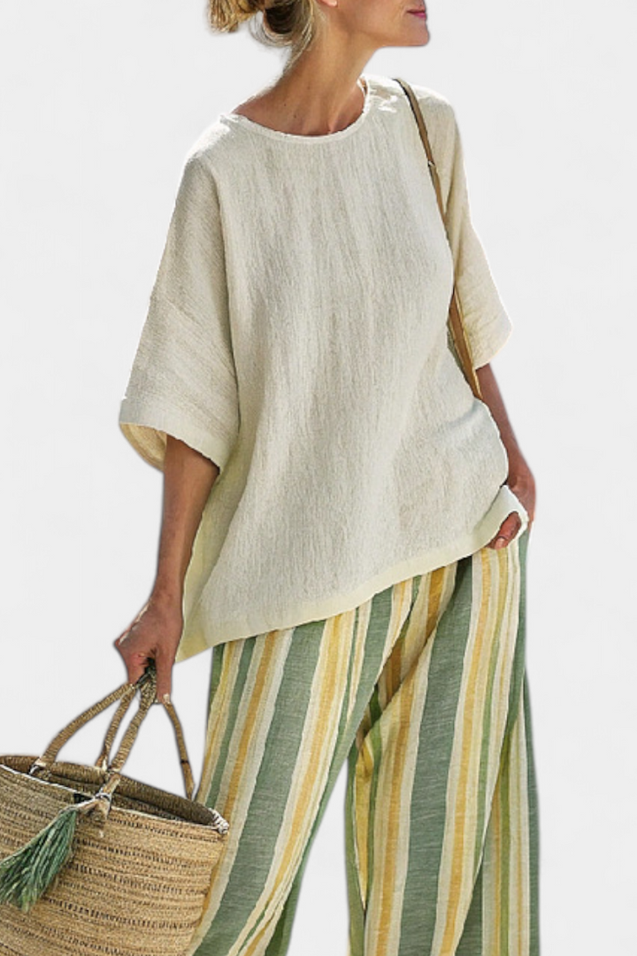 Olívia - Ensemble en lin et bambou couleur olive