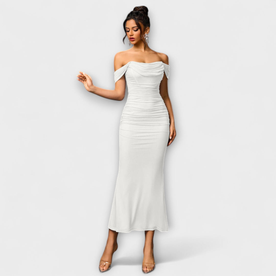 Ione | Robe moulante épaules dénudées à fronces