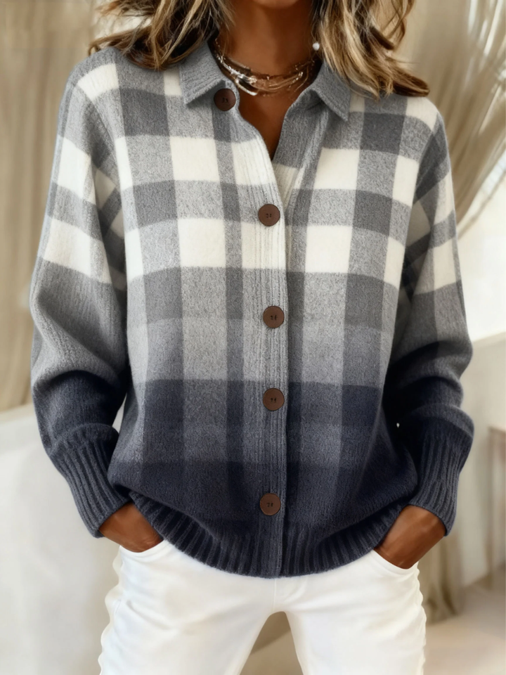 AGNES | SURCHEMISE BOUTONNÉE PLAID GRIS OMBRÉ