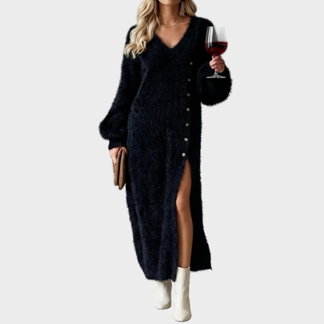 Brielle | Robe douce en maille à col en V