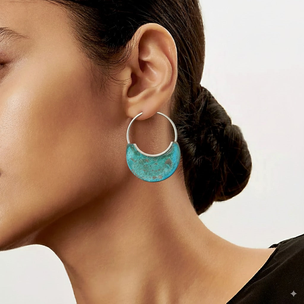Boucles d'oreilles vintage turquoise patinées