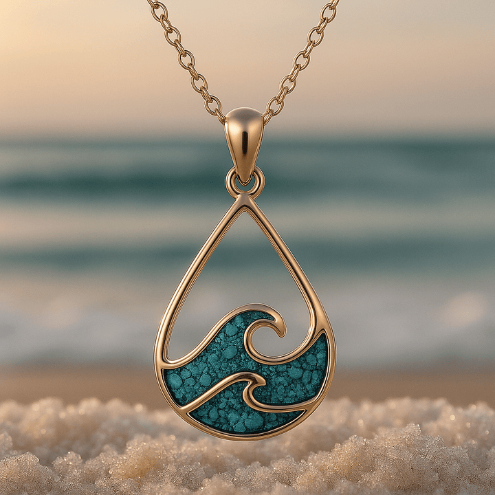 Pendentif turquoise en forme de vague
