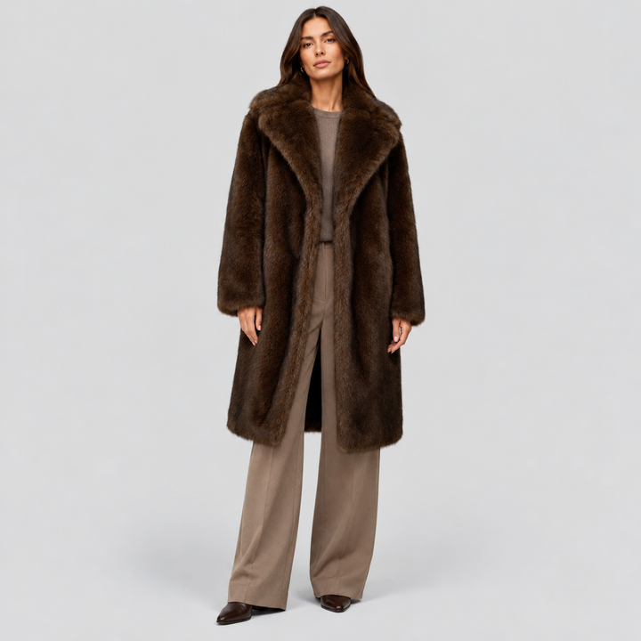 BÉNÉDICTE | MANTEAU EN FAUSSE FOURRURE LONG