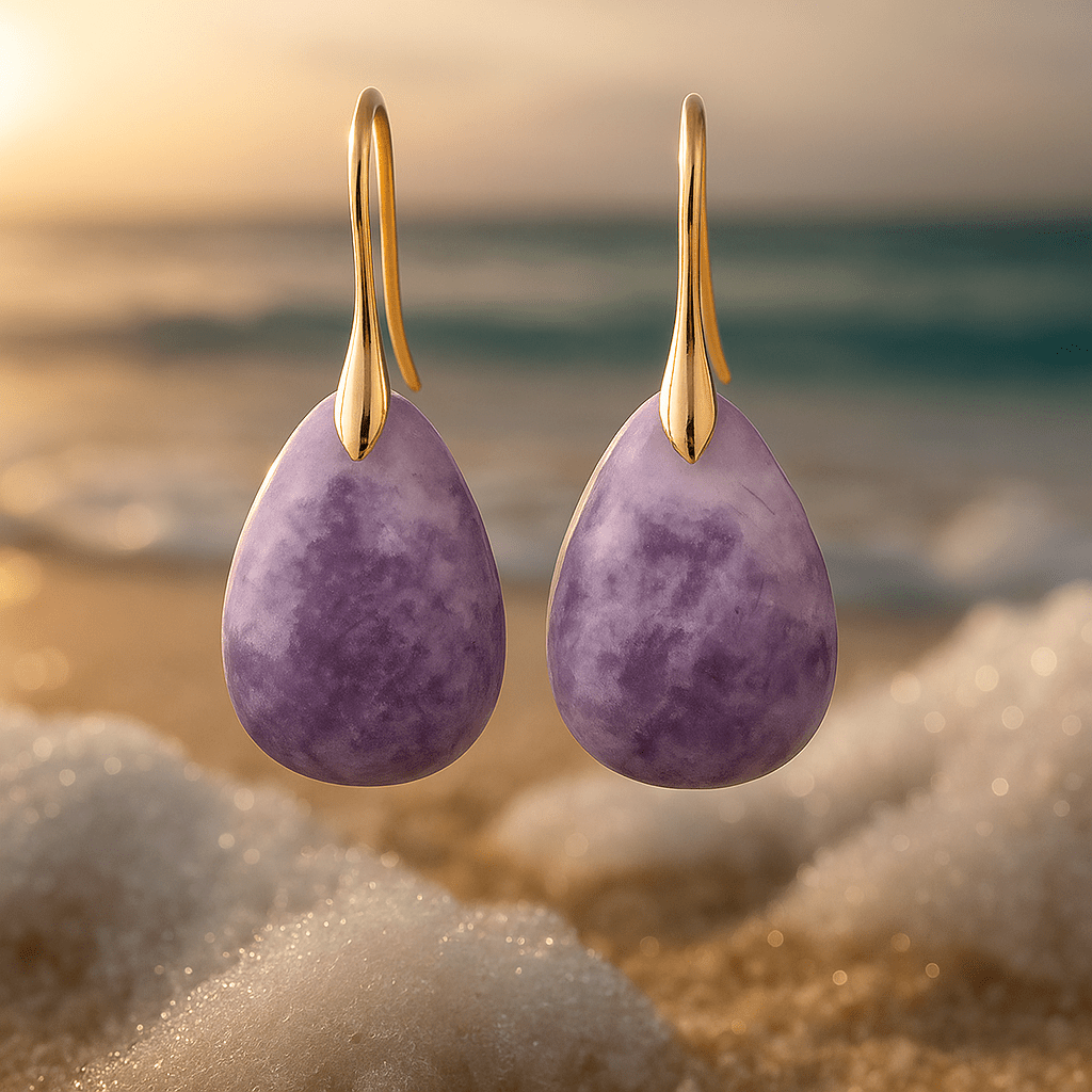 Boucles d'oreilles rose-lilas à pierres pastel