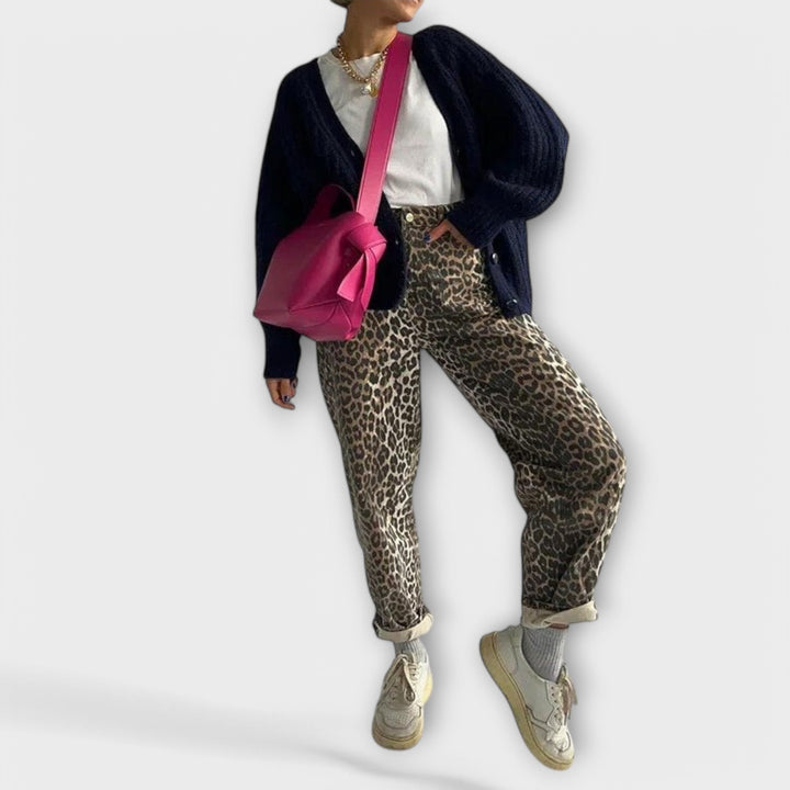 Chandra - Jean vintage à imprimé léopard