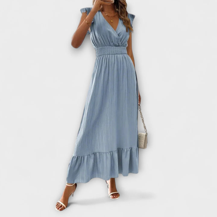 Poet | Robe maxi à manches volantées et profond col en V