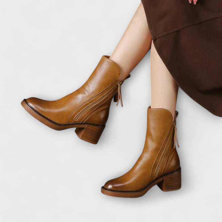 Milana - Bottes en cuir à talon mi-haut