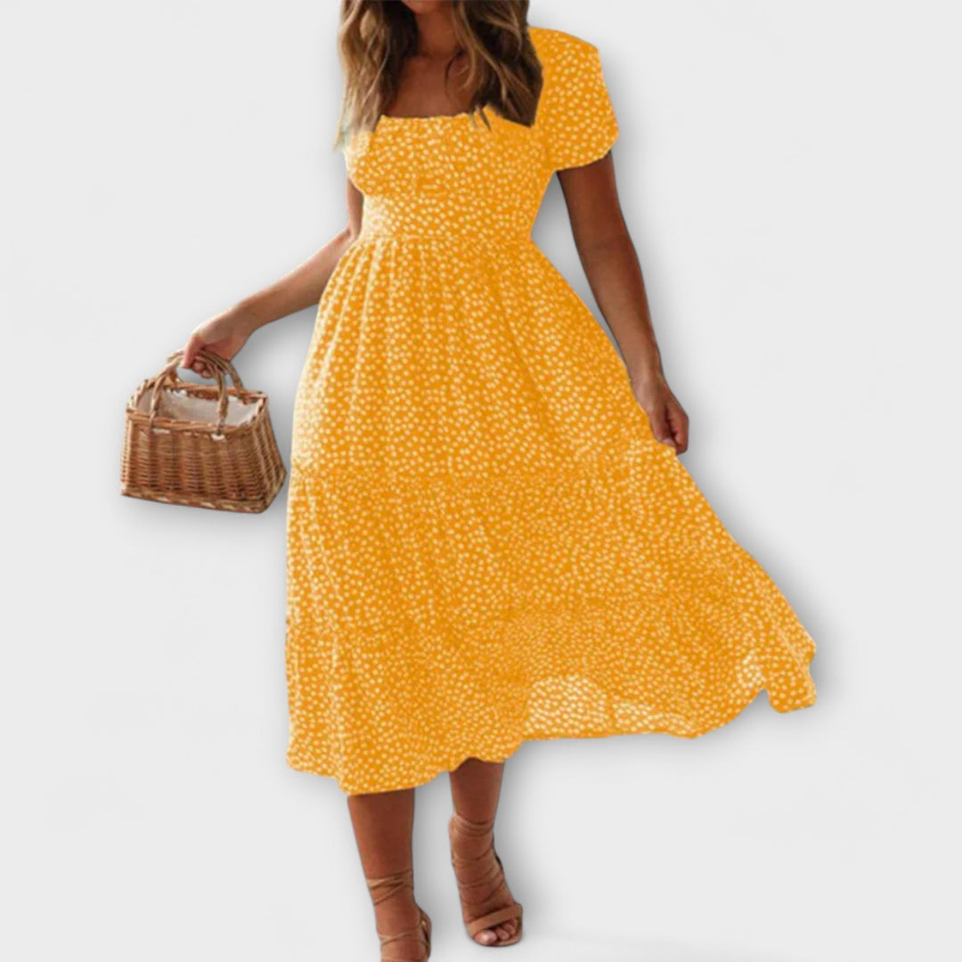 Robe longue vintage fleurie à manches bouffantes