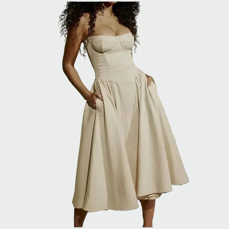 Jaroslava | Robe maxi en satin à haut structuré