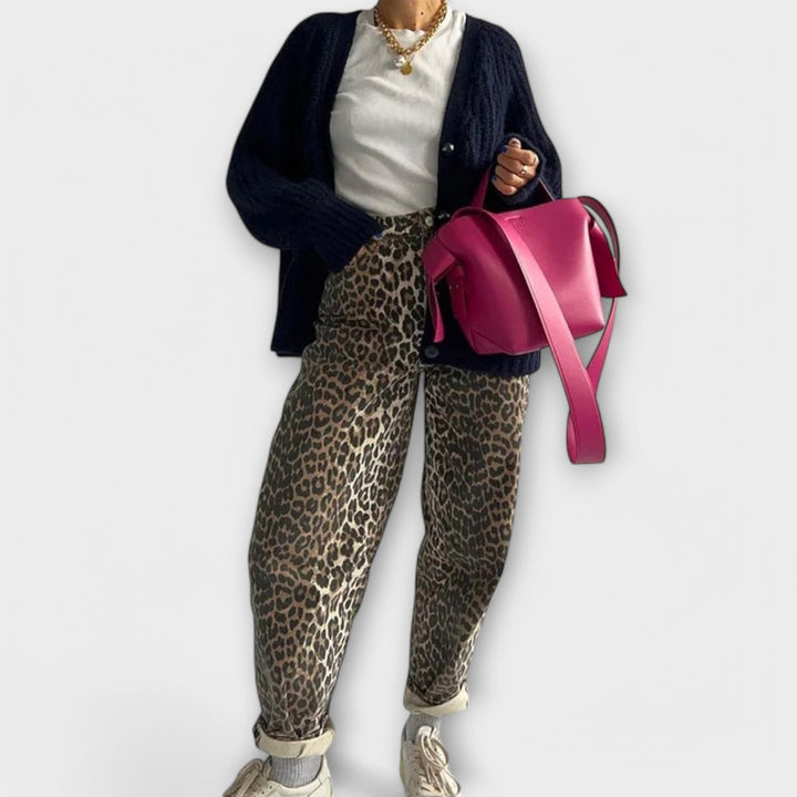 Chandra - Jean vintage à imprimé léopard