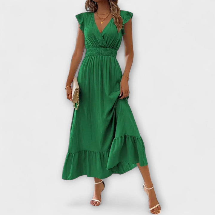 Poet | Robe maxi à manches volantées et profond col en V