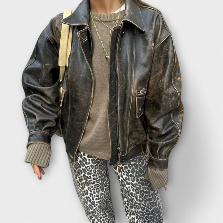 Chandra - Jean vintage à imprimé léopard