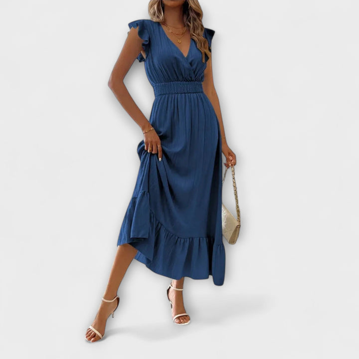 Poet | Robe maxi à manches volantées et profond col en V