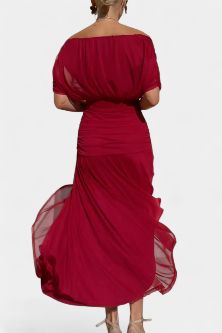 Magda | Longue robe fleurie à col en V et taille plissée