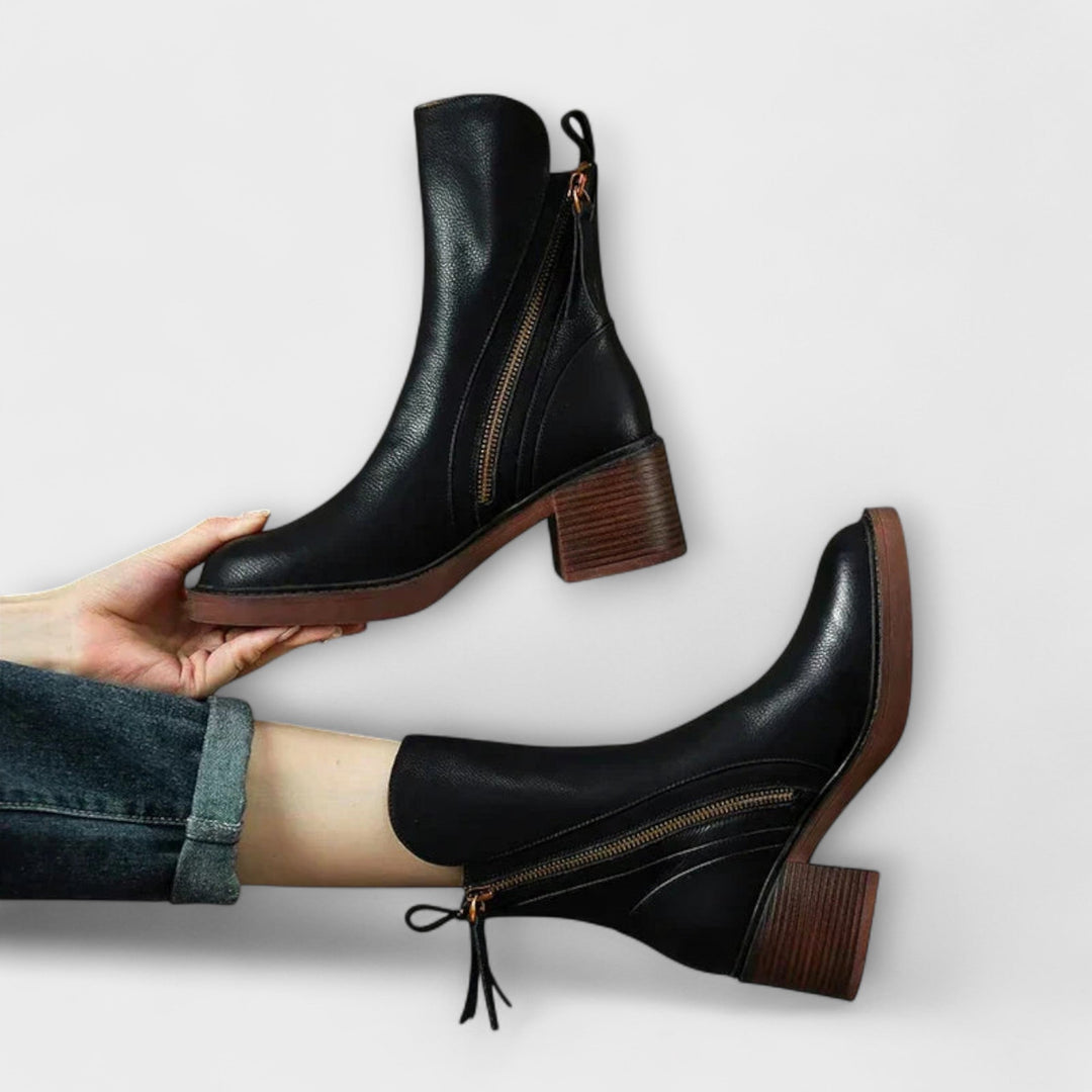 Milana - Bottes en cuir à talon mi-haut