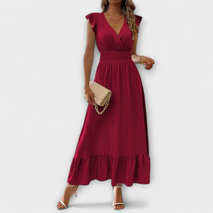 Poet | Robe maxi à manches volantées et profond col en V