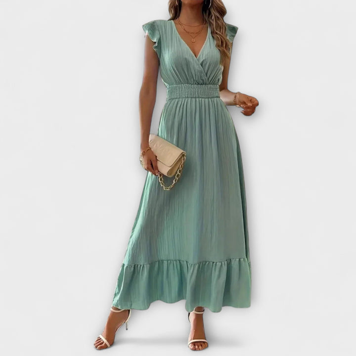 Poet | Robe maxi à manches volantées et profond col en V