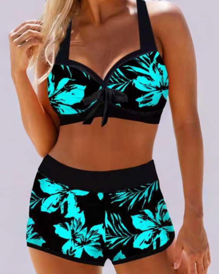 Sherrie - Maillot de bain taille haute à motif floral