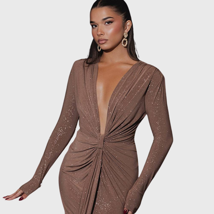 Thea | Robe maxi à profond col en V