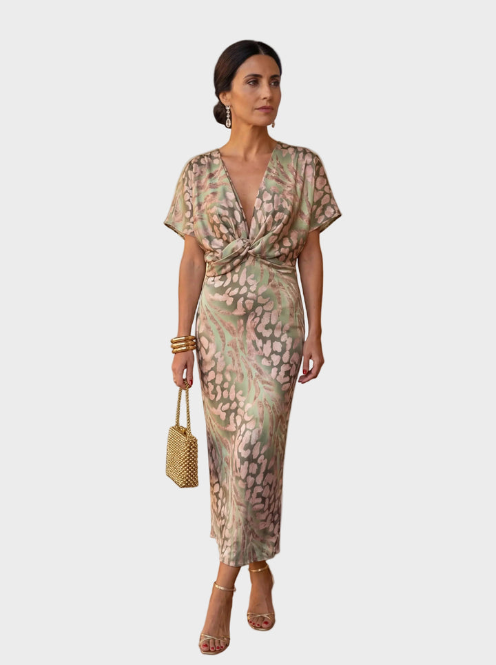Giulia | Robe midi cuivrée à ceinture nouée à la taille