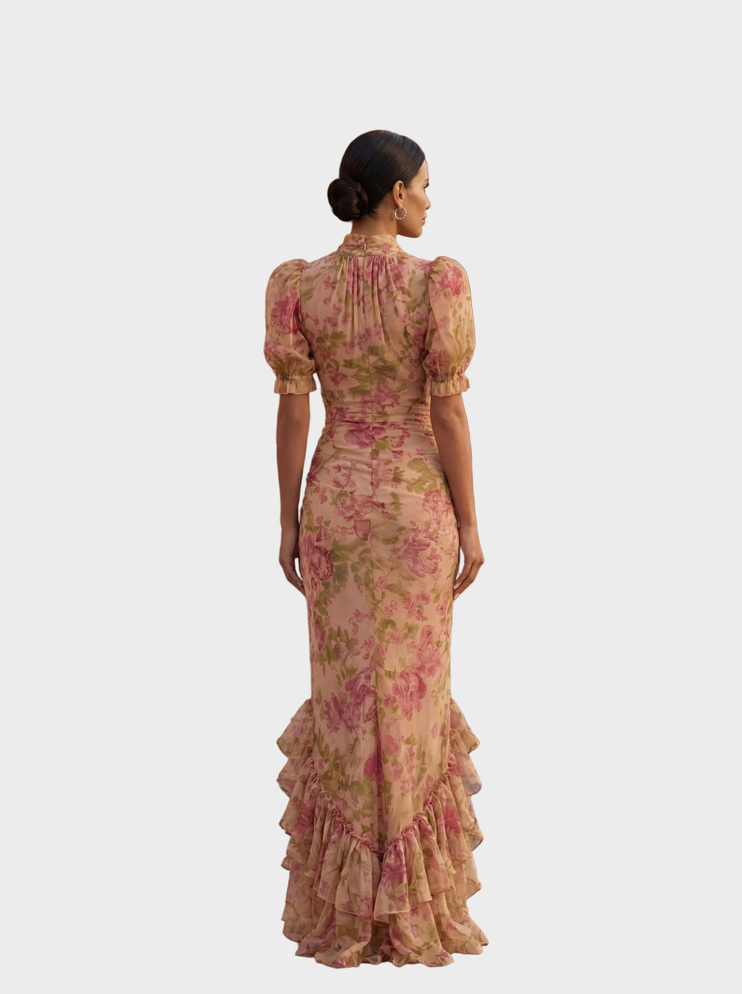 Rosario | Robe en mousseline à imprimé fleurs aquarelle