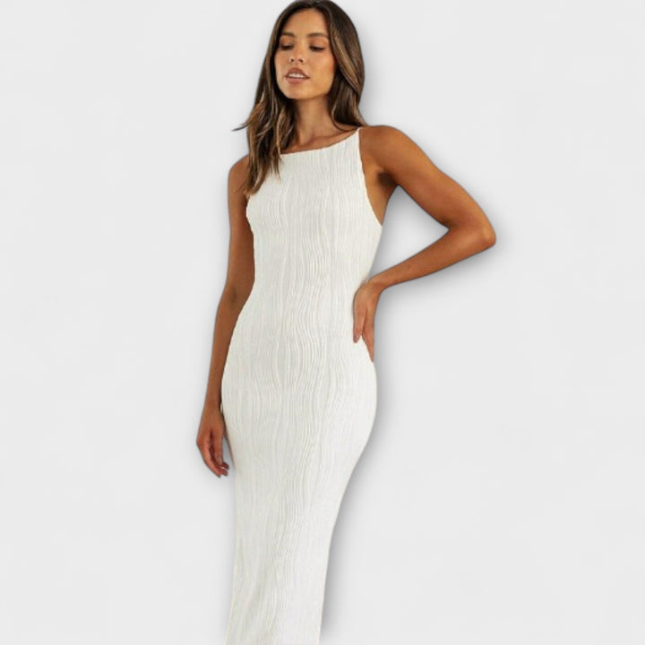 Robe longue chic sans manches à fronces