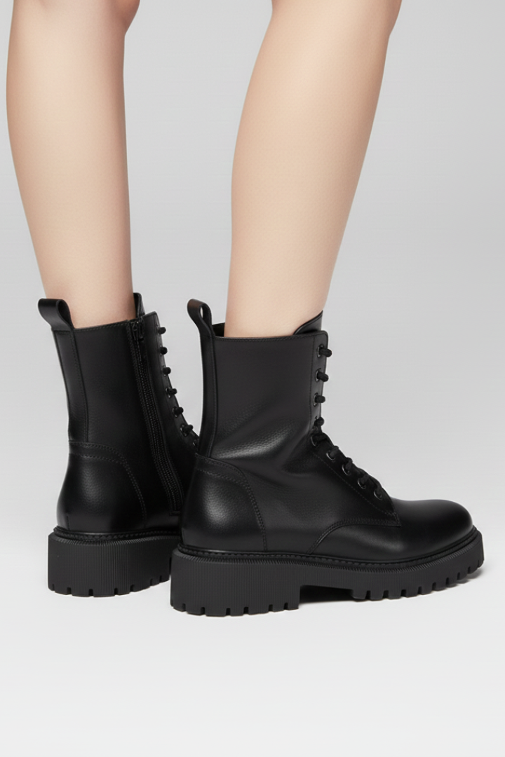 Rebecca | Bottes à lacets, fermeture zippée latérale et semelle massive