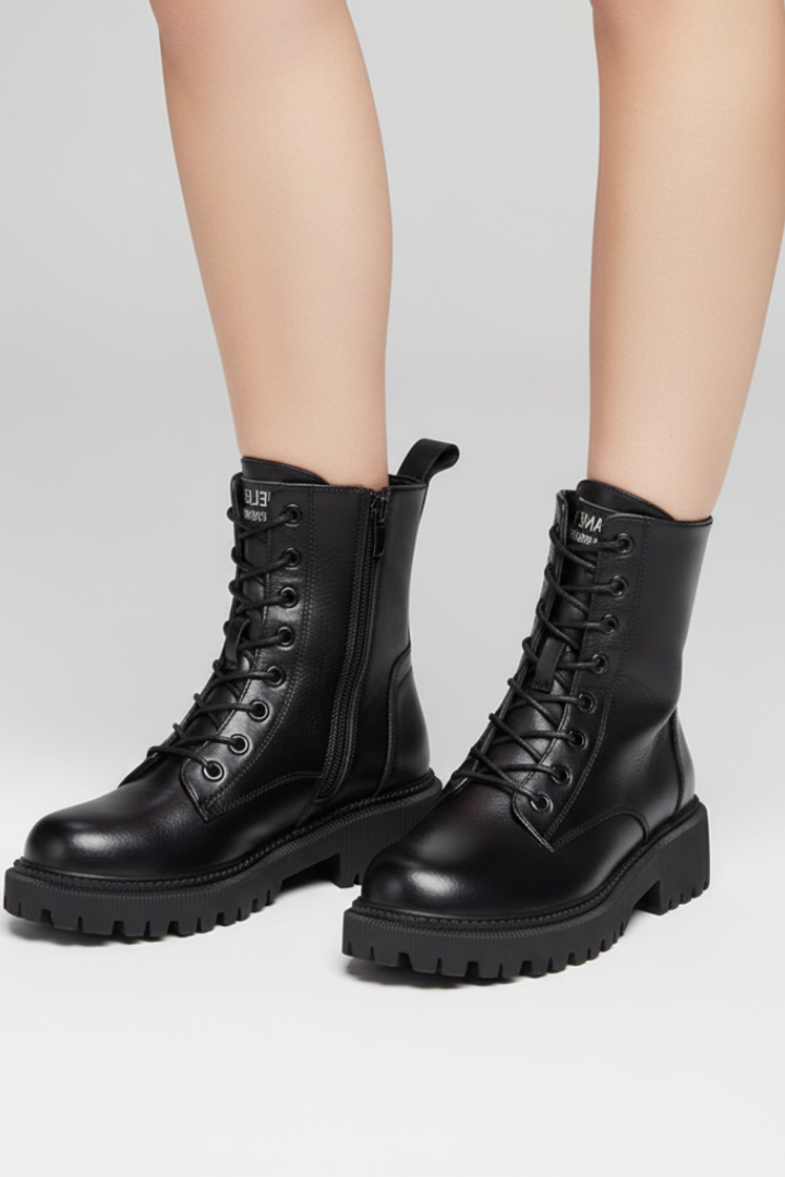 Rebecca | Bottes à lacets, fermeture zippée latérale et semelle massive