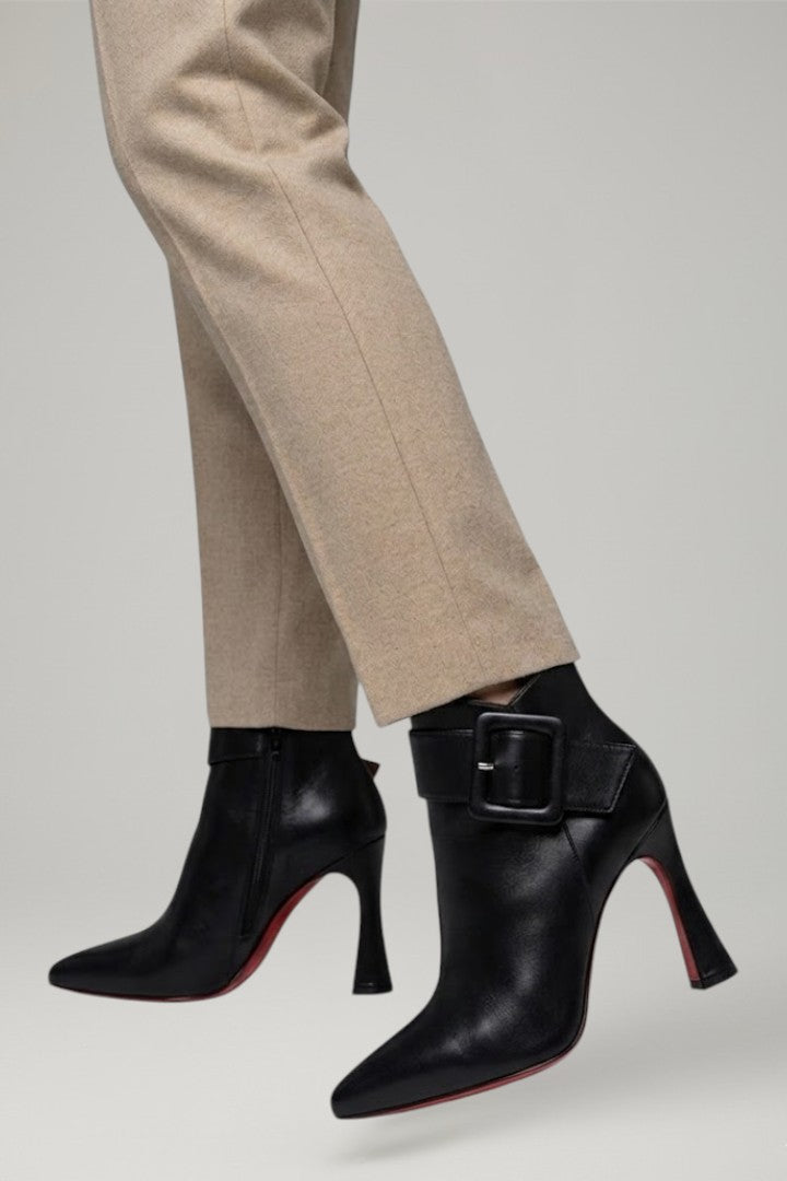 Fiona | Bottines en cuir à boucle et fermeture zippée