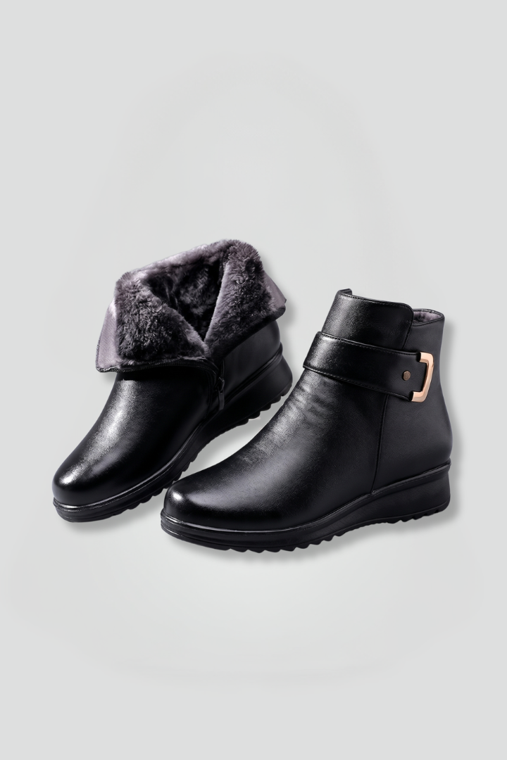 Valentina | Bottes en cuir à semelle orthopédique et extérieur structuré