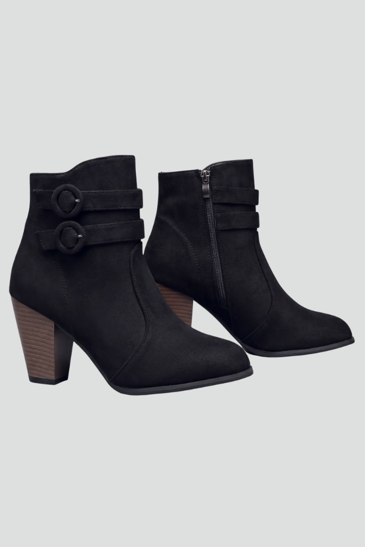 Valeria | Bottes cowboy en cuir à détail de boucle et talon stable