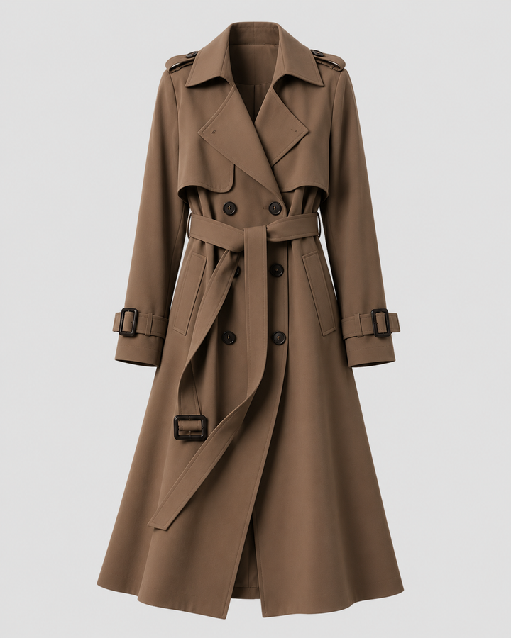 CLOTILDE | TRENCH LONG CEINTURÉ CROISÉ