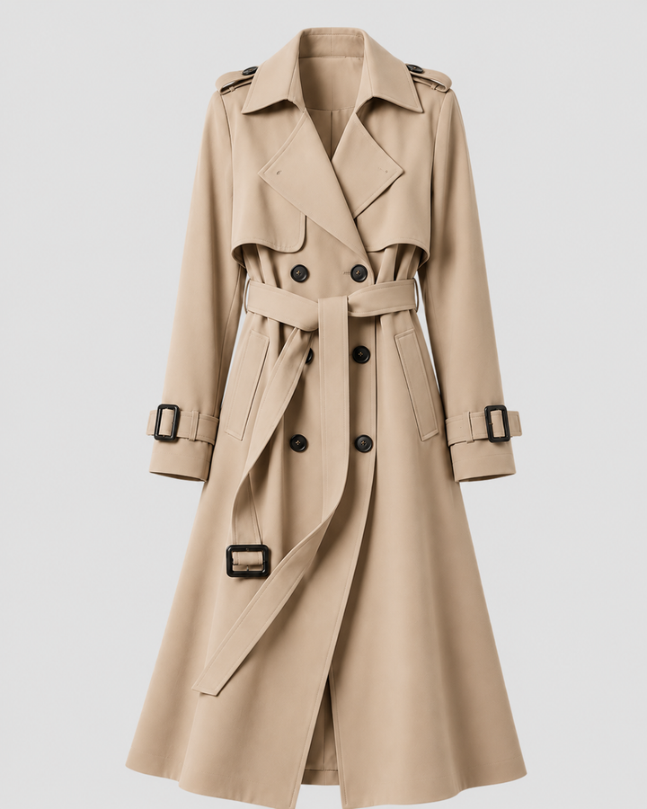 CLOTILDE | TRENCH LONG CEINTURÉ CROISÉ