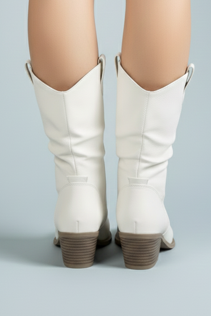 Selena | Bottes à mi-mollet, languettes et talon bloc