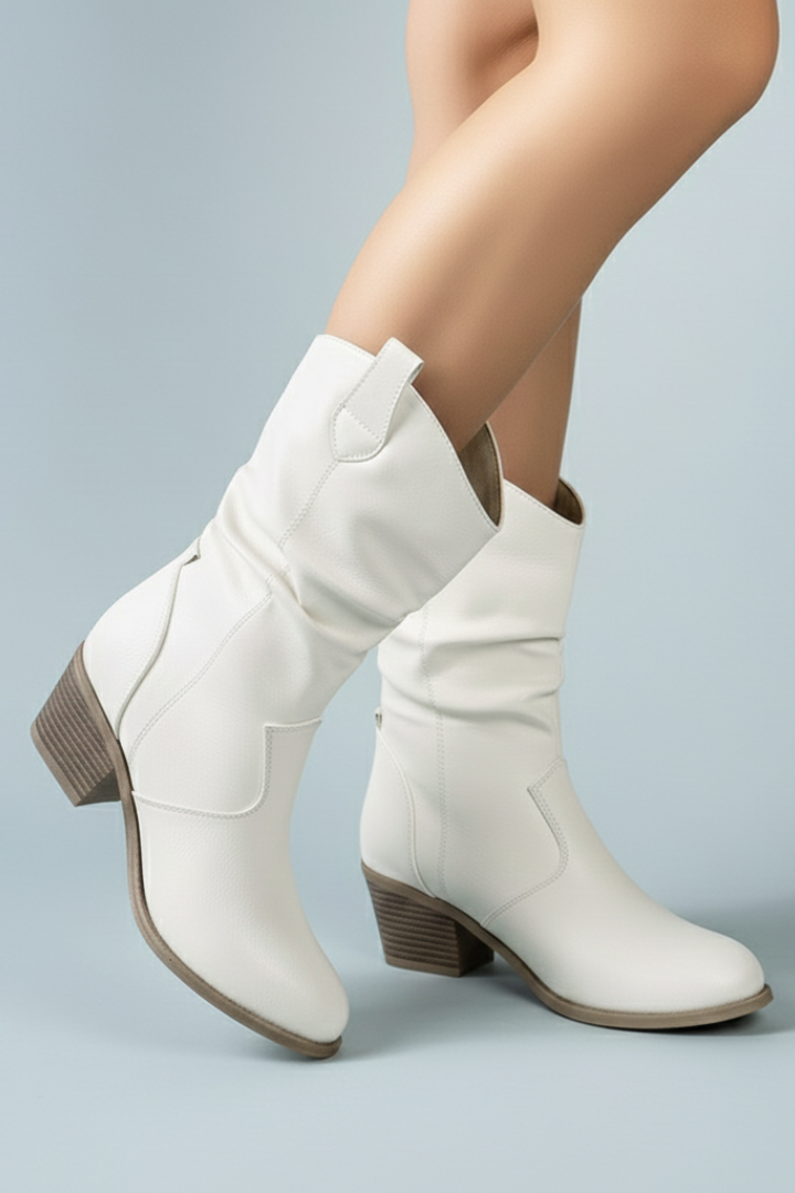 Selena | Bottes à mi-mollet, languettes et talon bloc