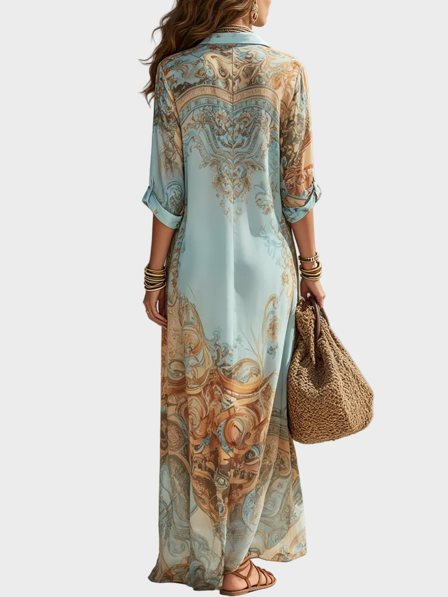 Loisa | Robe chemisier à motif méditerranéen