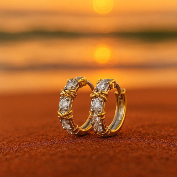 Boucles d'oreilles argentées plaquées or avec zircon