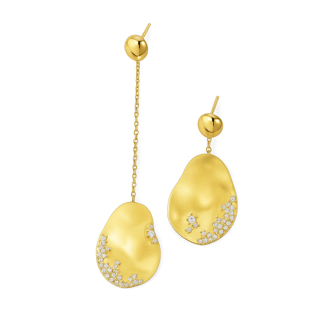 Boucles d'oreilles dorées en forme de goutte avec cristaux