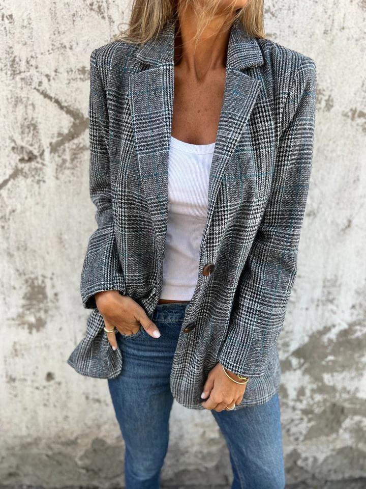 Amelia - Blazer décontracté à carreaux et à revers