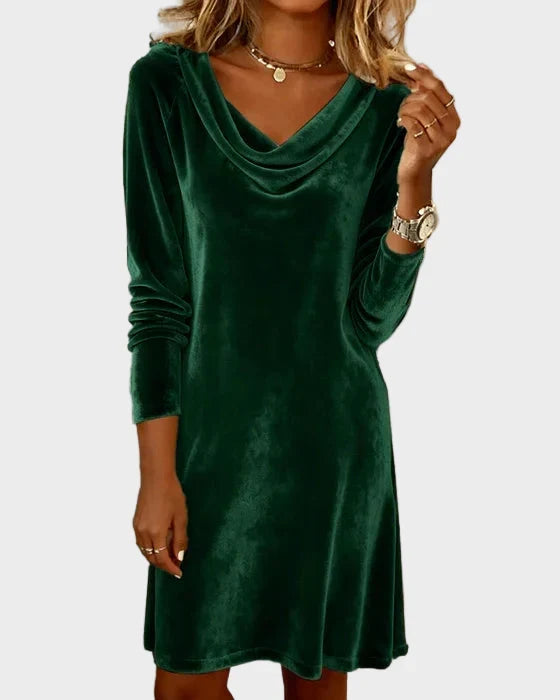 Frosina | Robe en velours à col bénitier