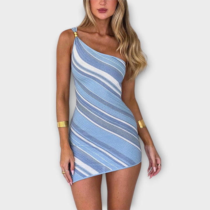 Kira - Mini-robe tendance en maille à une épaule