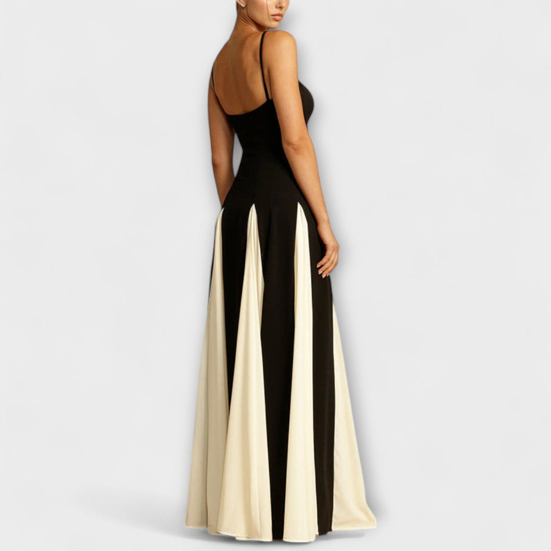 Ember - Robe longue trapèze élégante classique à empiècements en tulle