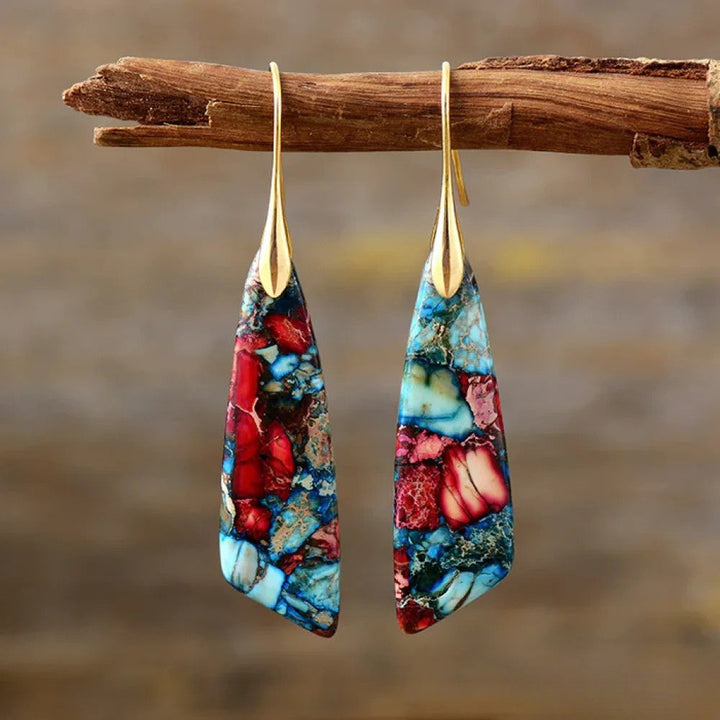 Boucles d'oreilles rétro à pierres colorées