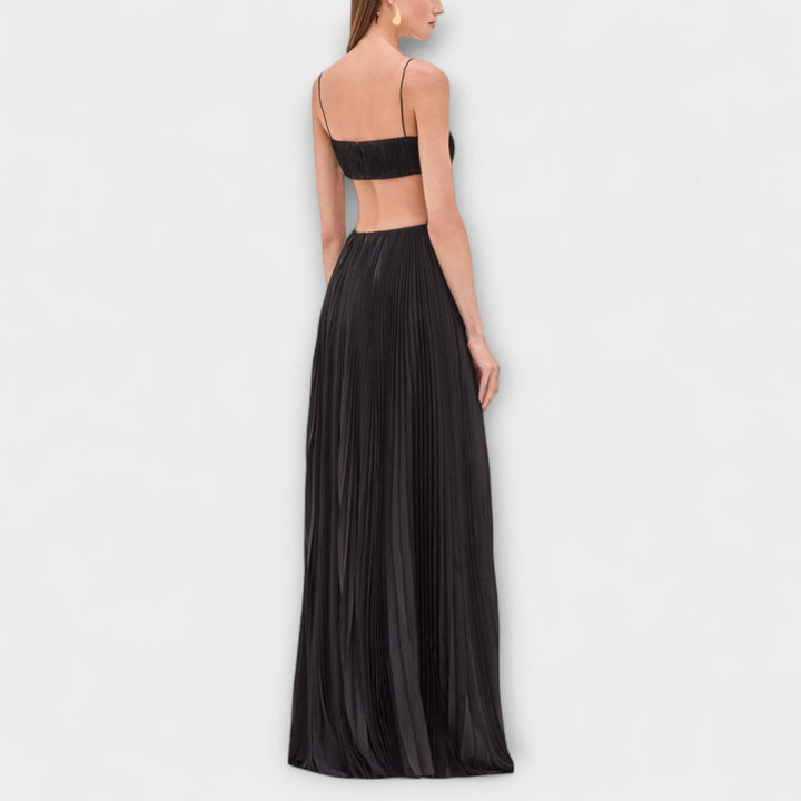 Mireille | Robe maxi fluide chic plissée à découpes