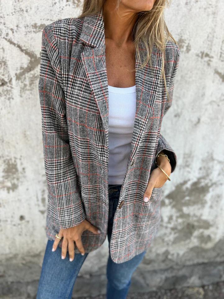 Amelia - Blazer décontracté à carreaux et à revers