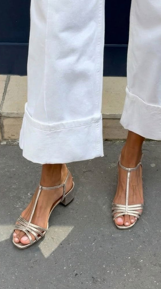 Ladina | Sandales dorées à talons pour le quotidien