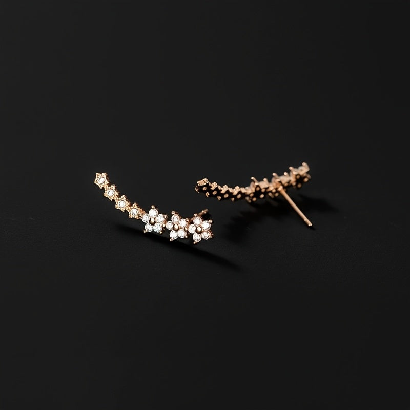 Boucles d'oreilles luxueuses à strass floraux