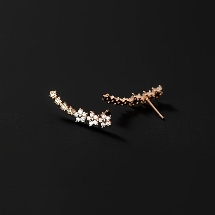 Boucles d'oreilles luxueuses à strass floraux
